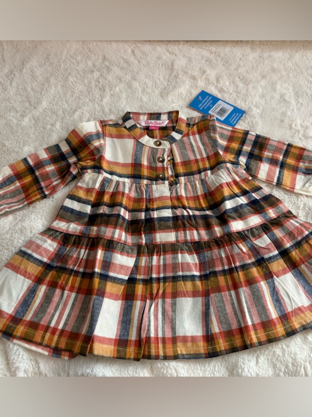 NWT - Rufflebutts Hudson Plaid Ruffle Henley Tiered Dress